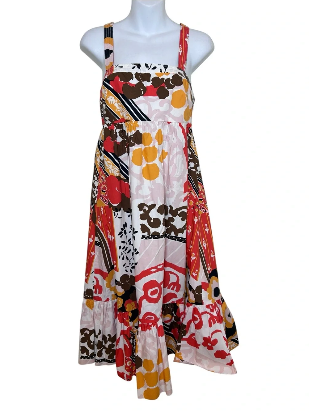 J. Crew sleeveless midi sundress size 2 a line retro colorful summer sundress